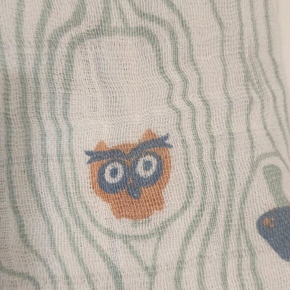 Bebe au Lait baby blanket muslin cotton swaddle owl mushroom unisex nursing - Picture 4 of 6